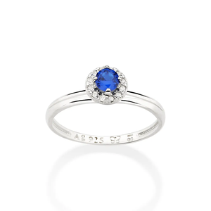 Classic Women's 925 <b>Silver</b> Plated 18K Gold Plated Sapphire Engagement <b>Ring</b> Round Prong Setting September Birthstone - Product Image 2