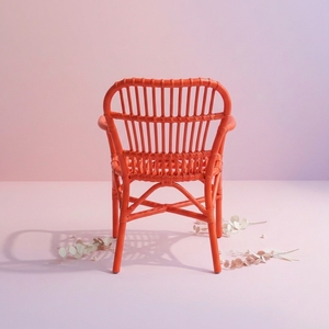 Modern Red Rattan Scandinavian Design Ergonomic <b>Dining</b> Chair Handcrafted Synthetic Wicker Outdoor <b>Armchair</b> Eco Friendly Terrace - Product Image 3