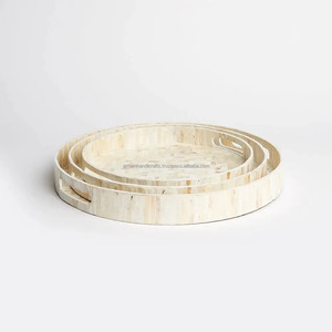 Bandeja redonda hecha a mano con incrustaciones de hueso, bandeja con incrustaciones de resina para cocina, hogar, Hotel con la mejor calidad de la India - Product Image 3