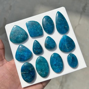 Apatite bleue néon naturelle de qualité supérieure, cabochon rond, pierre brute polie à haute brillance - Product Image 3