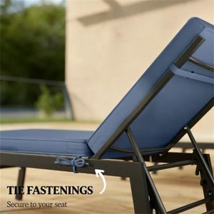 Cuscino Blu Cielo per Sedia da Terrazzo a Due Pezzi, Cuscino di Ricambio per Sedia Relax da Giardino, Solo Cuscini per Esterni - Product Image 4