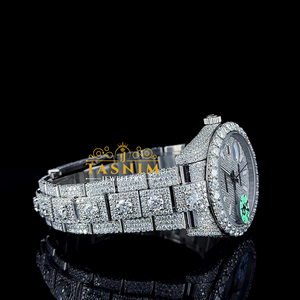 Reloj de Cuarzo Analógico de Acero Inoxidable para Hombre, Estilo Deportivo y de Negocios, con Diamantes VVS, 41 mm, 20 mm, 25 cm, Movimiento ETA, 6 mm de Grosor, con Botón de Presión - Product Image 2