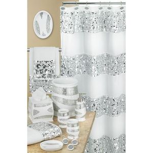 Set di 3 Asciugamani da Bagno Moderni e Lussuosi, Asciugamano Bianco Contemporaneo con Decorazioni Luccicanti, Morbido e Altamente Assorbente - Product Image 5