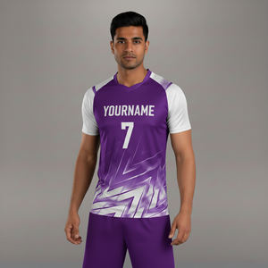 Maillot de football personnalisé de haute qualité pour adulte, 100 % polyester, imprimé par sublimation, respirant, col en V, manches courtes, maillot de football pour homme - Product Image 4