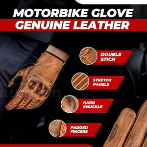 Gants de moto en cuir pour hommes, antidérapants, respirants, durables, protection, gants de moto en cuir pour hommes - Product Image 2