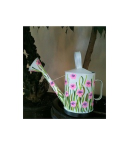 Elegant finish metal watering can for decorative gardening rust resistant coating long spout ergonomic grip lightweight design - Product Image 1