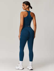 Ensemble de yoga pour femme, design classique, couleur unie, été, avec soutien-gorge de sport et leggings, sur mesure, faible MOQ - Product Image 5