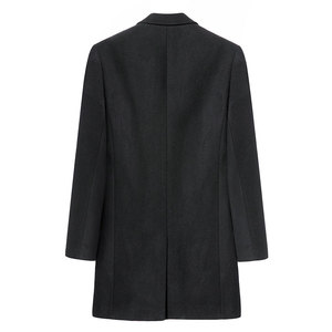 <b>Men's</b> Woolen <b>Long</b> <b>Coat</b> Formal Winter Jacket Single Breasted Turn-down Collar Solid <b>Black</b> Thick Outerwear Satin Lining - Product Image 2