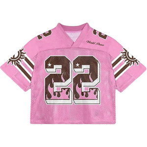 Custom Men Women <b>Mesh</b> Crop Jersey Retro American Football Oversized Boxy Polyester Summer Streetwear <b>Top</b> - Product Image 1