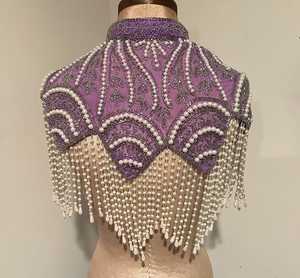 <b>Top</b>-level Wedding Tunic with Sequin Embroidery, <b>Bubble</b> Lace Fabric, Fringe-style Pearl Tubes, Girls' Scarf, Breathable - Product Image 2