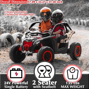 Coche de juguete eléctrico con licencia BRP X3 24V para niños, UTV de 2 plazas, 23.4 de ancho, con control remoto, 4WD, buggy todoterreno, vehículo eléctrico SxS - Product Image 2