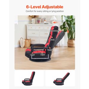 Sedia da Gaming Girevole a 360 Gradi con Braccioli 3D e 6 Posizioni Regolabili, Schienale Lombare in Tessuto, Caratteristiche Pieghevoli - Product Image 2
