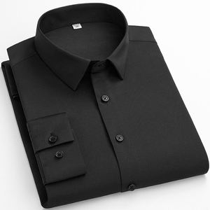 Chemise Formelle en Coton pour Hommes, Manches Longues, Coupe Slim, Couleur Unie, Tissu Doux et Respirant, Idéale pour Mariage, Fête, Bureau, Vente en Gros, OEM - Product Image 3