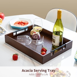 Wholesale Modern American Style Rectangular Polished Wooden Service <b>Breakfast</b> <b>Tray</b> for Living Room & Kitchen Food Tools Storage - Product Image 6