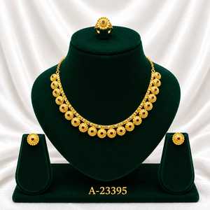Juego de Collar y Aretes de Aleación de Zinc Chapado en Oro de 24K, Estilo Clásico para Joyería de Boda para Mujer A-23169 - Product Image 2
