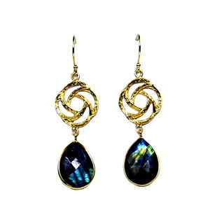 Party Wear Boucles d'oreilles en argent sterling 925 plaqué or Labradorite - Product Image 1