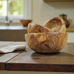 Bol de service en bois fait main pour salades, fruits, pâtes, collations et pain – Design moderne et écologique pour les fêtes - Product Image 5