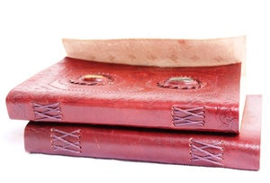 Journal en cuir véritable avec deux pierres intégrées en laiton antique C-Lock couverture rigide Vintage A5 carnet de notes Pages blanches vierges journal d'écriture - Product Image 5