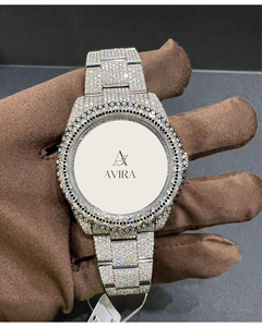 Montre en Moissanite de Qualité Supérieure pour Usage Quotidien Intensif, Bracelet Diamanté sur Cadran Blanc, Montres à Quartz en Stock Prêt à l'emploi - Product Image 2
