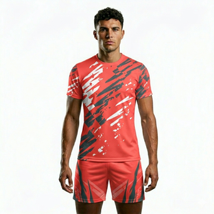 Sportswear Manufacturer Custom Soccer Uniform Set Football Jersey <b>Shorts</b> 100% <b>Polyester</b> Heat-Transfer Printed - Product Image 1