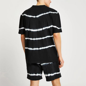 <b>Mens</b> <b>Black</b> <b>Tie</b> Dye Matching Set Striped Pattern T Shirt Shorts Set Casual Streetwear Summer Relaxed Fit Outfit Custom - Product Image 5
