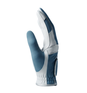 Gant de golf droitier en cuir PU antidérapant unisexe avec fermeture auto-agrippante bleu et blanc, faible MOQ, gants de golf promotionnels de marque - Product Image 3