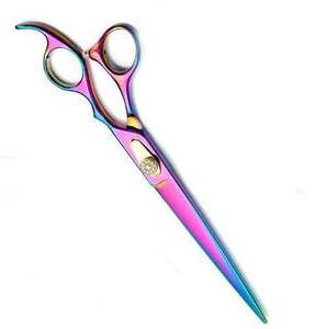 Ciseaux professionnels de toilettage pour animaux de compagnie, multicolores, en acier inoxydable, à lame droite et pointe arrondie, 8,5 pouces, à bord rasoir, pour soins des ongles - Product Image 2