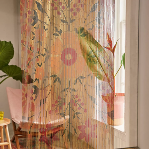 Stores verticaux en bambou faits à la main, motif fleur de pêcher, écran perlé moderne, filtrant la lumière, écologique, séparateur de fenêtre coulissante - Product Image 2