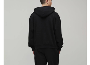 Sweat à capuche uni pour homme, personnalisable avec logo de marque, style streetwear, épaules tombantes, manches longues, taille américaine, avec logo brodé ou imprimé - Product Image 4