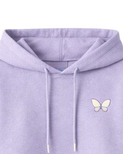 Conjunto de Sudadera Corta y Pantalones Cortos de Lavanda para Mujer con Bordado de Mariposa, Atuendo de Dos Piezas de Algodón Afelpado para Descansar, Fabricante Mayorista - Product Image 6