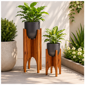 Latest Style Wooden Plant Stand Eco-Friendly Acacia Wood Floor <b>Holder</b> for Indoor <b>Pots</b> Flower Stand for Living Room & Balcony - Product Image 3