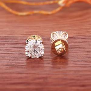 Pendientes de Diamantes Cultivados en Laboratorio, Corte Brillante Redondo, 3.09 CT, Chapados en Oro de 14K, Certificados por IGI, Pendientes Solitarios de Lujo para Mujer - Product Image 5