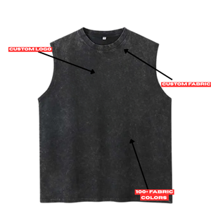 เสื้อกล้ามทรงโอเวอร์ไซส์ผ้าฝ้ายย้อมสีแบบแอซิดวอชสำหรับผู้ชาย รุ่นใหม่ เป็นมิตรต่อสิ่งแวดล้อม ผลิตด้วยวิธีการถักแบบพิเศษ สไตล์สตรีทแวร์สำหรับผู้ชาย - Product Image 4