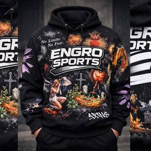 Sweat-shirt à capuche décontracté d'hiver pour homme en coton/polyester lavé avec motif en relief en forme de cœur - Sweat-shirt de haute qualité 1 1 - Product Image 2