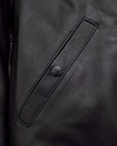 Blouson en cuir véritable noir pour homme, col montant, fermeture éclair, style motard, vêtement d'automne - Product Image 4