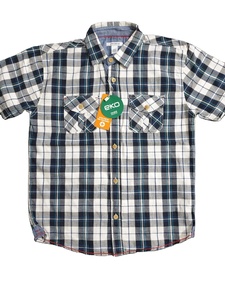 Camisa transpirable con botones de manga corta para niños adultos de satén de algodón 100% informal de vacaciones personalizada - Product Image 5