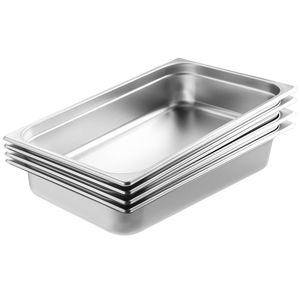 Set di 4 Vaschette per Buffet Professionali da 4 Pollici di Profondità, in Acciaio Inox Spesso 0,8mm con Coperchio Anti-Accoppiamento per Hotel e Ristoranti - Product Image 5