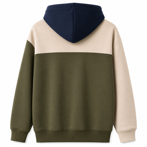 เสื้อฮู้ดผู้ชาย Warpro แบบมีฮู้ด แขนยาวทรงปกติ ตัดต่อสีสัน สไตล์ลำลองสำหรับฤดูใบไม้ร่วง พิมพ์ลายโลโก้ด้านหน้า ผ้าเฟรนช์เทอร์รี่ - Product Image 2
