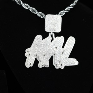 Custom <b>Initial</b> Letter Moissanite <b>Pendant</b> Micro Pave 925 <b>Silver</b> Hip Hop Rapper Bling Charms <b>Initial</b> Letter Everyday Wear <b>Pendant</b> - Product Image 5