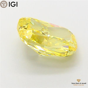 Diamant de laboratoire CVD de 3,50 carats, certifié IGI, taille coussin, couleur jaune vif fantaisie, clarté VS1, pour bague de fiançailles signature - Product Image 4
