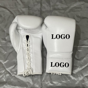 Guantes de boxeo con logotipo personalizado de fábrica, con cordones, de cuero genuino, profesionales, para entrenamiento de kickboxing, para adultos. - Product Image 4