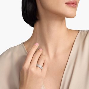 Women's Luxury Triple <b>Row</b> East-West Baguette & Pav Diamond Wedding Ring in Yellow Gold - Product Image 4