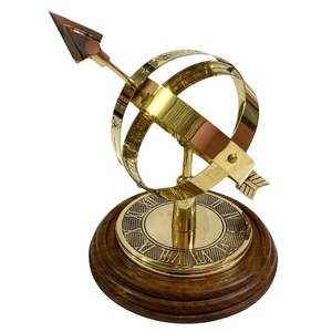 Esfera armilar vintage de latón con flecha sobre base de madera, adorno decorativo de escritorio, globo astronómico - Product Image 2