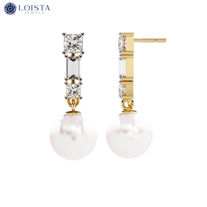 Boucles d'oreilles créoles en or jaune 18 carats avec diamants de laboratoire de forme fantaisie, diamants de laboratoire Confetti DEF VS - Product Image 3