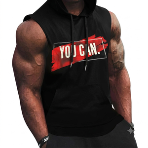 Sudadera con Capucha sin Mangas de Felpa de Algodón para Hombre, Sudadera con Capucha para Entrenamiento Físico, Fabricante de Ropa Personalizada OEM ODM, Sudadera con Capucha sin Mangas para Hombre - Product Image 1