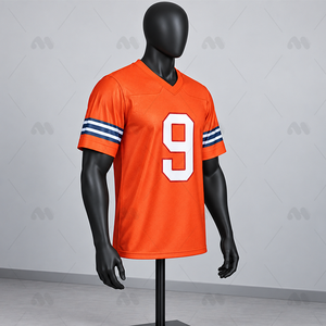 เสื้อเจอร์ซีย์อเมริกันฟุตบอลสีส้มสำหรับผู้ชายไซส์พลัส คอวี แขนสั้น ผ้าซับเหงื่อ ผลิตจากผ้าสแปนเด็กซ์/โพลีเอสเตอร์ สำหรับทีม - Product Image 4