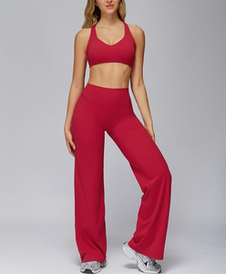 Ensembles de sport pour femmes, directement de l'usine, 2 pièces : soutien-gorge de sport à bretelles color block et leggings évasés taille haute, pour la gym, le yoga et le pilates - Product Image 6