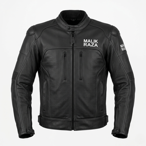 Motorcycle <b>Leather</b> <b>Jacket</b> With Reinforced Stitching - Product Image 4