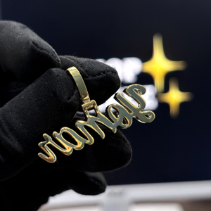 <b>Custom</b> Cursive <b>Name</b> Pendant 925 Sterling Silver VVS Moissanite Iced Out Hip Hop <b>Necklace</b> Yellow Gold Round Cut Pave Jewelry Mens - Product Image 3