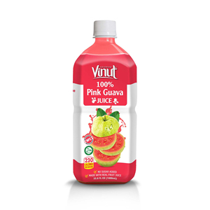 Guava 100% Fruit Juice Drink Fresh PET <b>Bottle</b> 33.8 Fl Oz (1 Liter) No Added Sugar VINUT Beverage Supplier Importer Distributor - Product Image 1